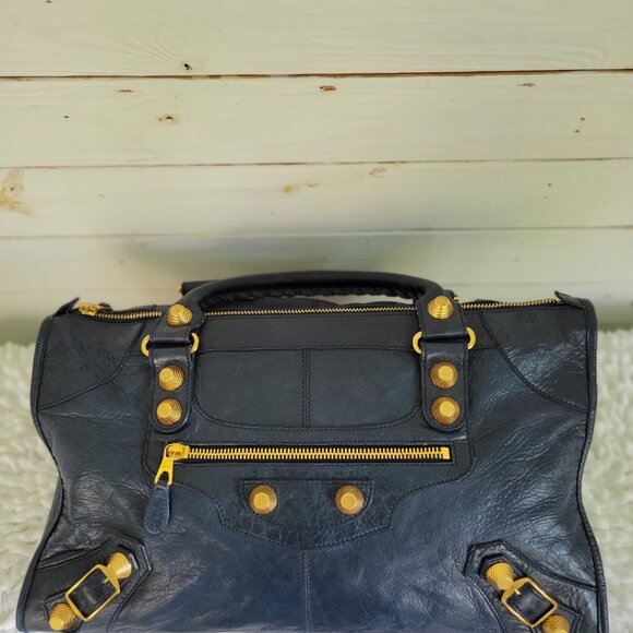 Balenciaga City Bag with Large Brass Hardware, Marine Blue - Picture 15 of 16